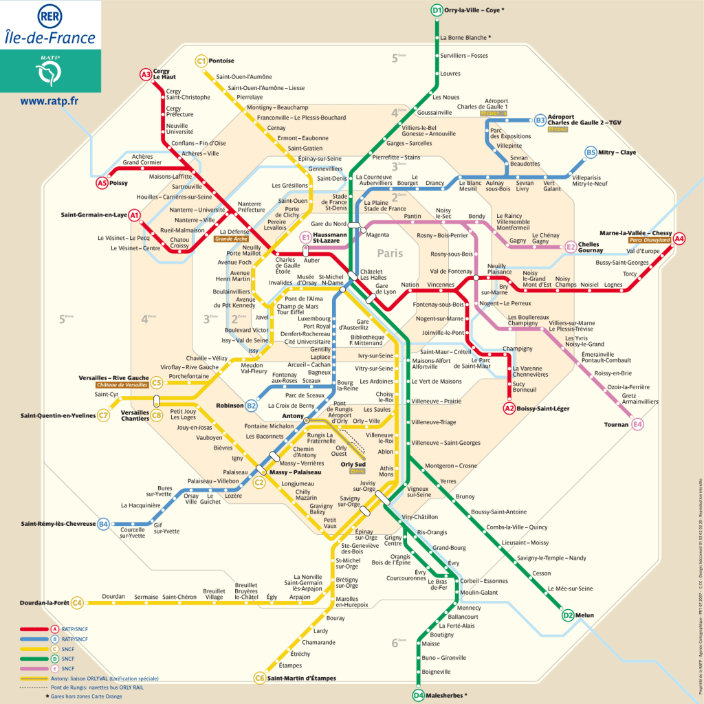 Plano de RER de París.